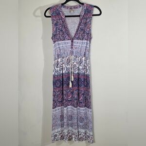 Lucky Brand Purple Maxi Dress with Tie Front